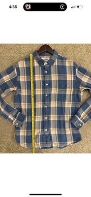 Corridor NYC Overshirt Plaid Chunky Knit Vintage Indigo Men s Size M Medium