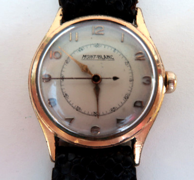 Alte französische Uhr Marke Mont-Blanc mechanisch vergoldet um 1960