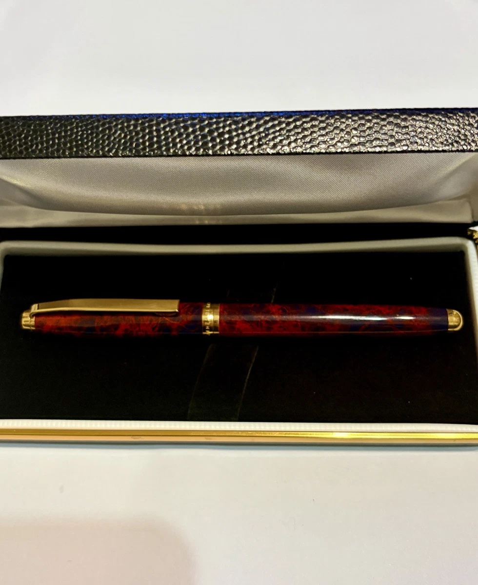 Vintage James Blackmore Marbled Red Fountain Pen - Gold Trim - 14K Nib - RARE!