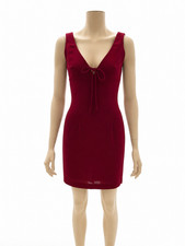 Nicole Miller Collection Little Red Cocktail Dress V Neck Plunge Size 4
