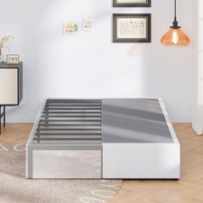 16 Inch Queen Bed Frame with White Skirt Cover, Metal Bed Frame Queen Size wi...