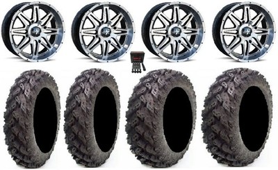 MSA Dark Tint Vibe 14'' UTV Wheels 27'' Reptile Tires Can-Am Defender