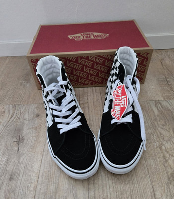 VANS Sk8-Hi Sneaker Herren Schwarz Weiß Schachbrett High Top EU 43 neu
