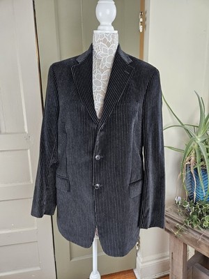 Arnold Brant Black And White Pinstriped Cotton Velvet Blazer Men's 40 Reg
