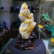 28.6LB Natural Calcite Copper Pyrites Mineral Specimens Crystal Quartz+Stand