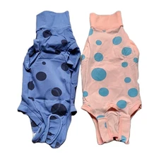 2-Pck Small Dog Surgery Recovery Suit Female/Male, Post Surgery Wear (Blue+Pink)