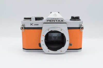 Pentax K1000 35mm Film SLR Camera Body, Chrome, Orange Leatherette