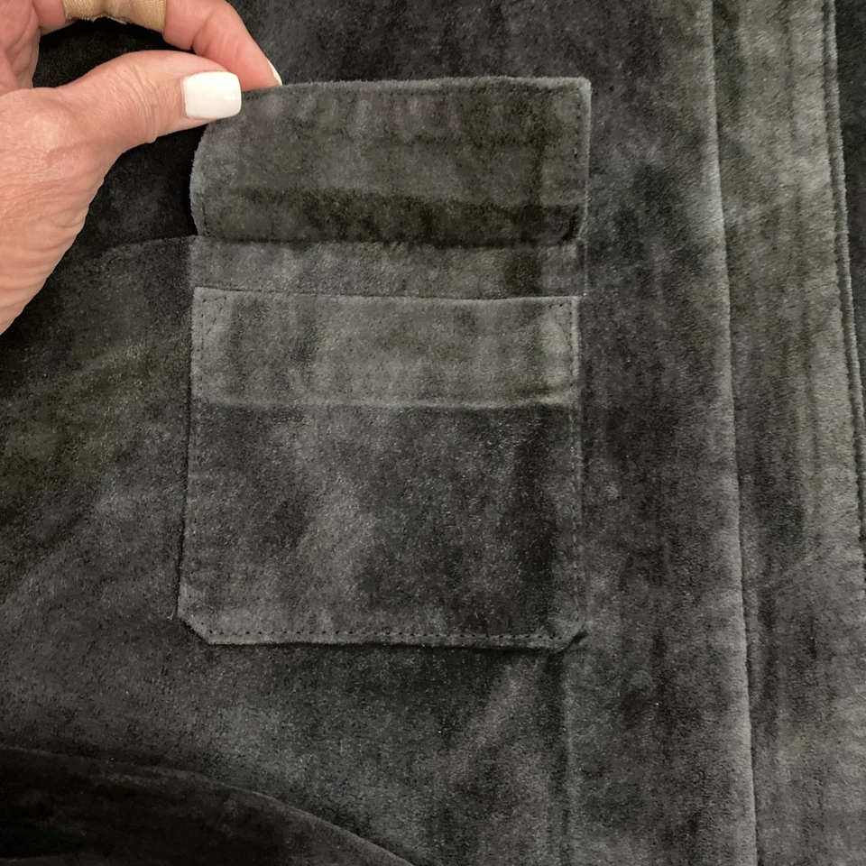 Suede Womens Shirt Jacket New Frontier Black Beautiful Size 4 - Image 3 of 4