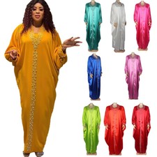 African One Size Women Beads Maxi Dress Dubai Abaya Kaftan Party Moroccan Robe