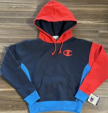 Champion Reverse Weave Heavyweight Hoodie - Youth Medium Red/Blue NEW NWT