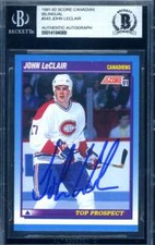 John LeClair Beckett BAS Signed 1991-92 Score Canadian Bilingual Rookie Autograp