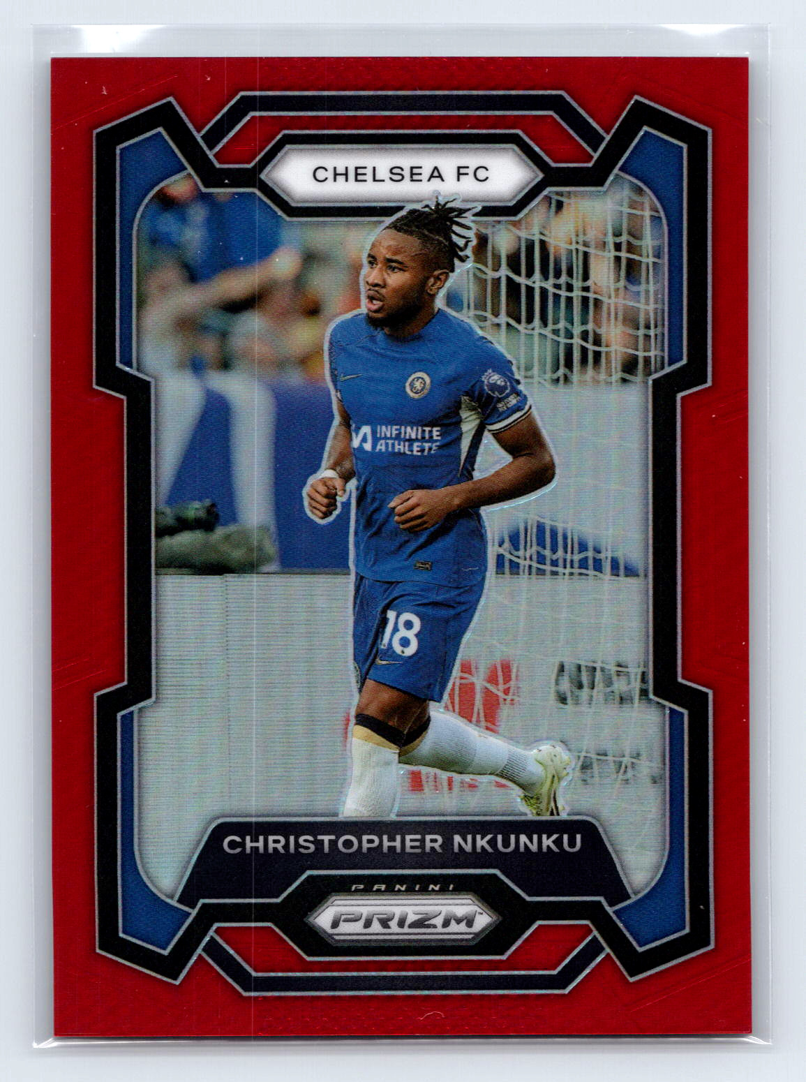 2023-24 Panini Prizm Soccer EPL Red Prizm /199 Christopher Nkunku #189 Chelsea