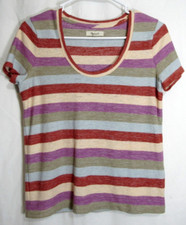 Madewell Multicolored Striped Scoop Neck Short Sleeve Shirt Size XXS EUC