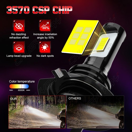 Pair H7 LED headlight Bulbs 6000K White Conversion For BMW S1000RR HP4 2010-2018 - Picture 10 of 13