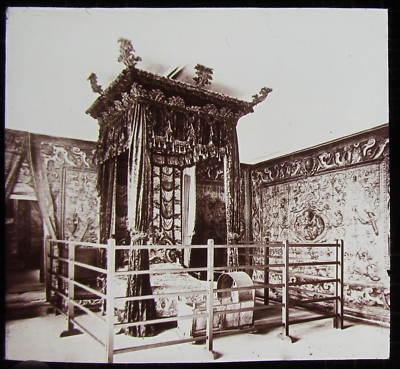 Glas Magic Laterne Dia HADDON HALL BETTKAMMER UM 1910 ALTES FOTO