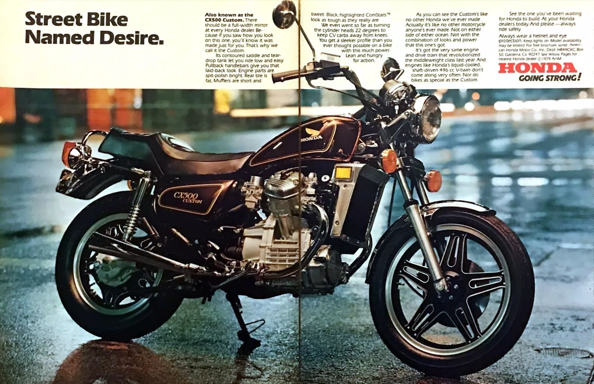 1979 Honda CX500 Custom Motorcycle photo Street Bike Named Desire 2page print ad