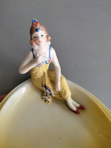 Vintage Art Deco Flapper Girl Figurine Mini Small Ashtray Marked Germany - Picture 12 of 18