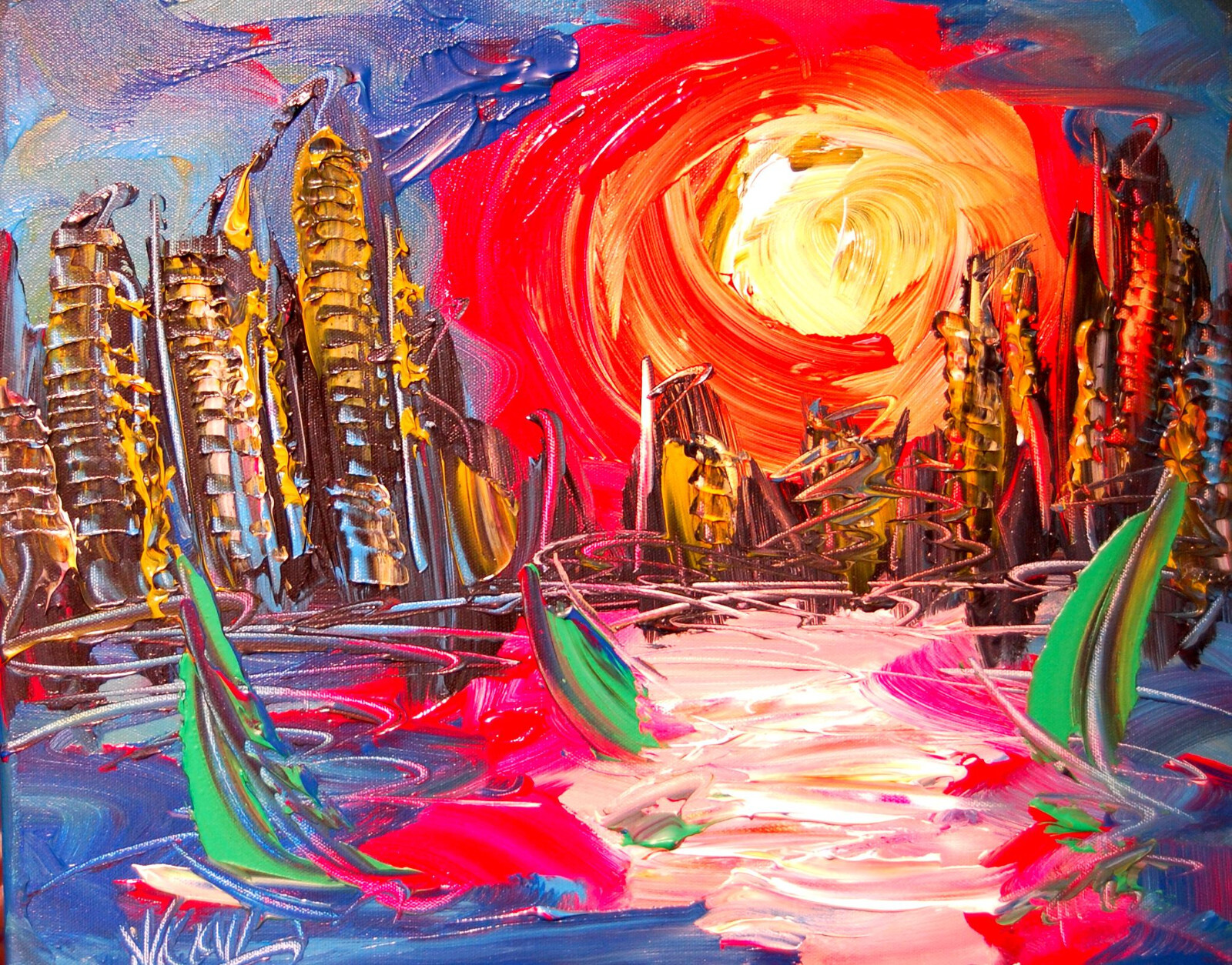 SUNCITY Original Impressionist Oil Painting on Canvas by Kazav YNU86U7YTT  