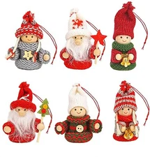 BRUBAKER 6-Piece Set Knitted Christmas Tree Hanging Dolls
