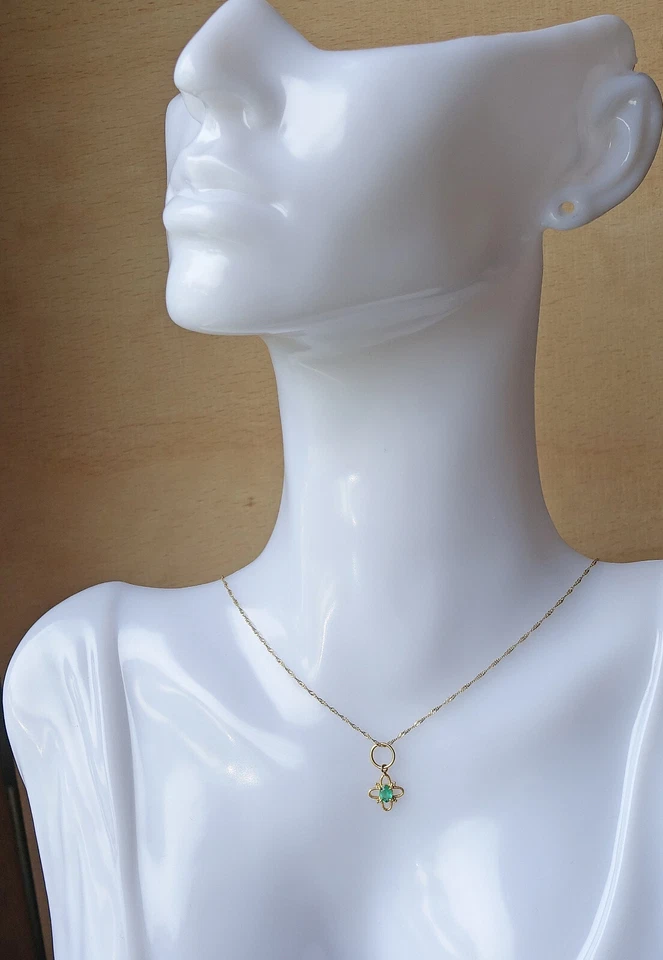 Elegant Gelbgold Anhänger aus 750 18kt Gold mit Smaragd Oval Smargde ♦️♦️♦️ 8708 - Bild 2 von 4