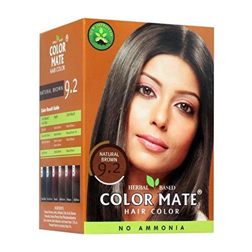 Color Mate Herbal Based Ammonia Free Hair Colour (9.2-Natural Brown) Free ship