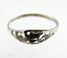Sterling Silver Etched Design Thin Band Ring 925 Size 7 Weighs .3 Gram