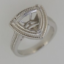 Sterling Silver Semi Mount Ring Setting Trillion Tri 11x11mm Milgrain