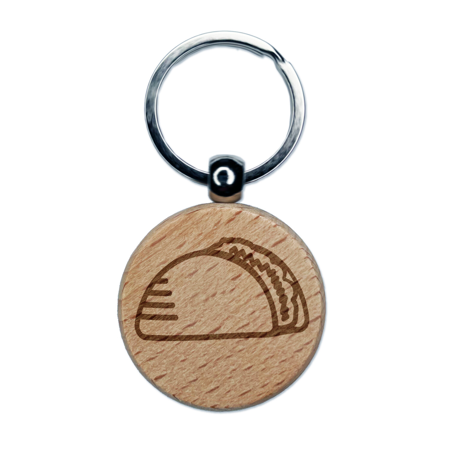 Engraved Wooden Taco Keychain Charm Doodle Design  
