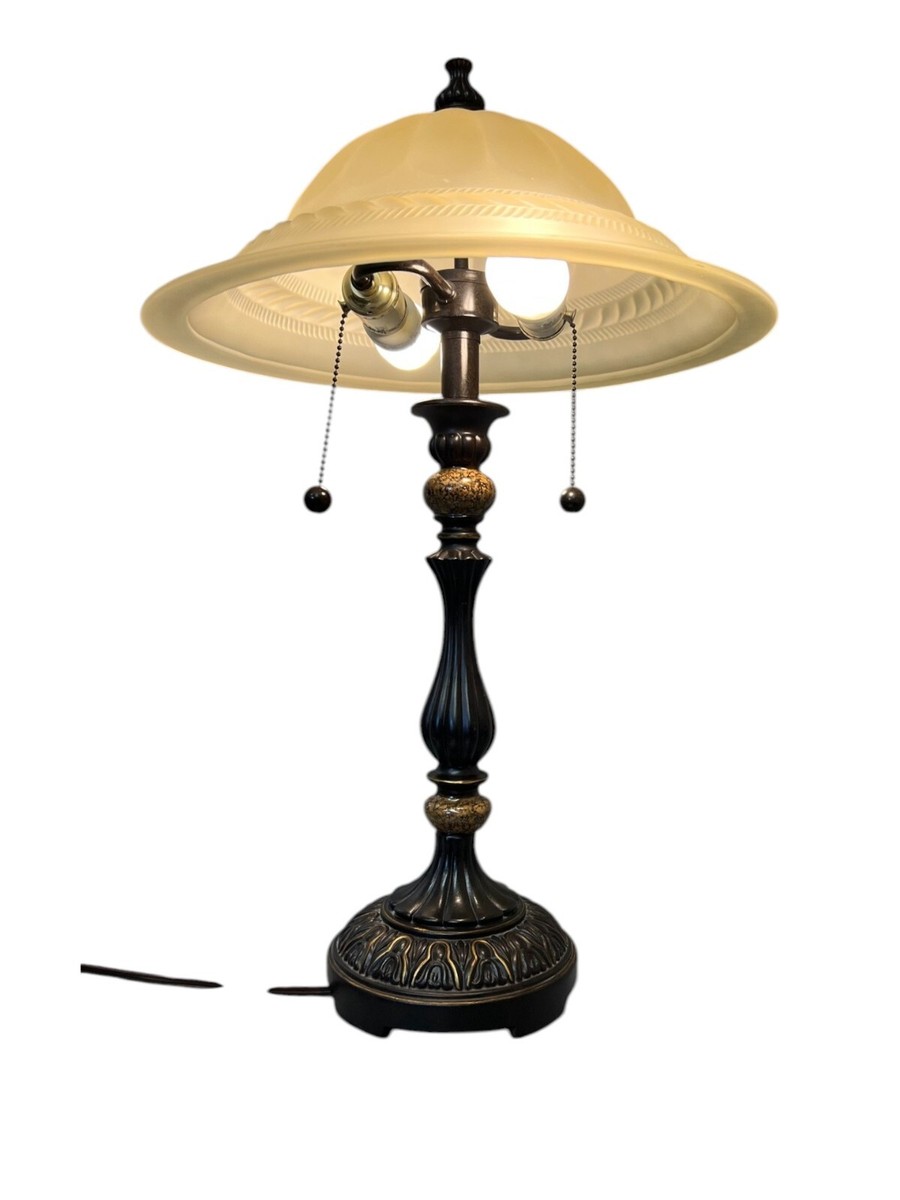 Vintage Table Lamp Scandinavian Style Frosted Glass Shade Double  Bulbs