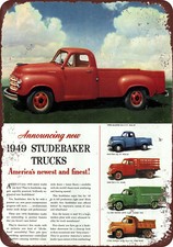1949 Studebaker Trucks Ad Vintage Reproduction Metal Sign 8 X 12