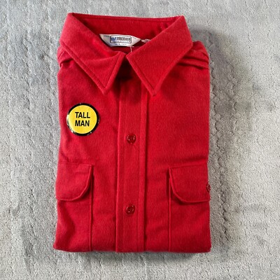VTG Five Brothers Flannel Shirt Men Large Tall Red Western Heavyweight USA
