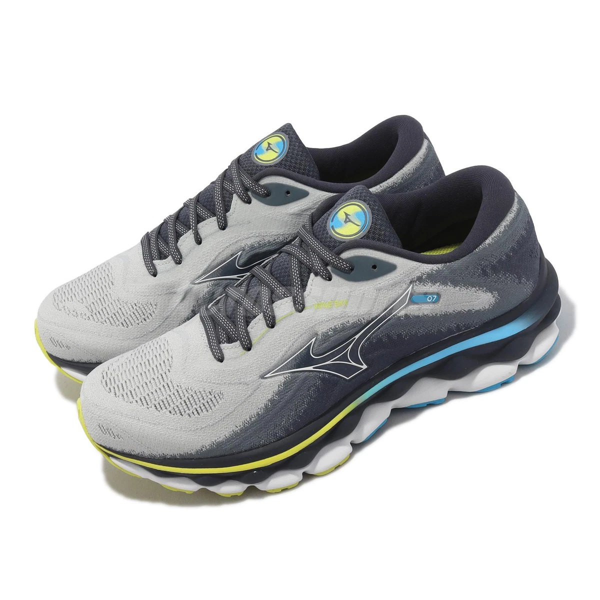 Mizuno Wave Sky 7 Super Wide Grey Yellow Blue Men Road Running Shoes J1GC2311 01