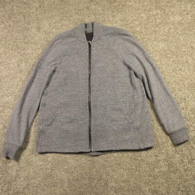 Lululemon Fleece Lined Sweater Women s Jacket Size 4 Gray FDull Zip Blade Collar
