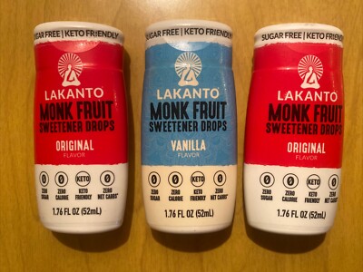 3x Lakanto Monk Fruit Sugar Free Sweetner Liquid Extract Drops 1.76oz 2026
