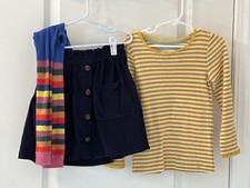 Mini Boden Hanna Andersson Outfit - Striped Top Cord Skirt Tights - 5
