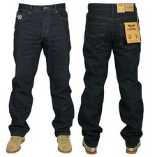Mens Straight Leg Jeans Plus Size Denim Pants Dark Blue Trouser for Men, 30W-60W