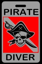 Lo-Viz Gray PIRATE DIVER SCUBA Diving Luggage/Gear Bag Tag - New