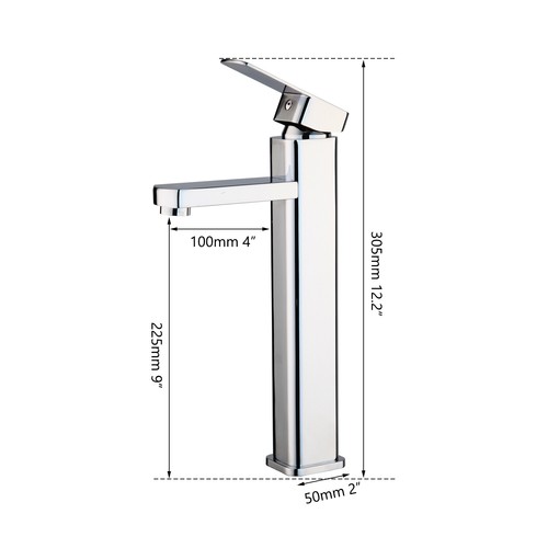 Tall Single Hole/Handle Waterfall Bathroom Basin Sink Faucet Chrome Mixer Taps - Picture 2 of 10