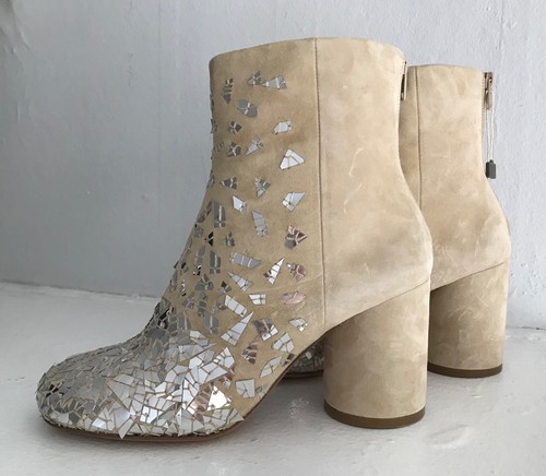 $1590 NIB MAISON MARTIN MARGIELA Tan 80mm Broken Mirrors Boots LTD ED 7.5 37.5 - Picture 7 of 12