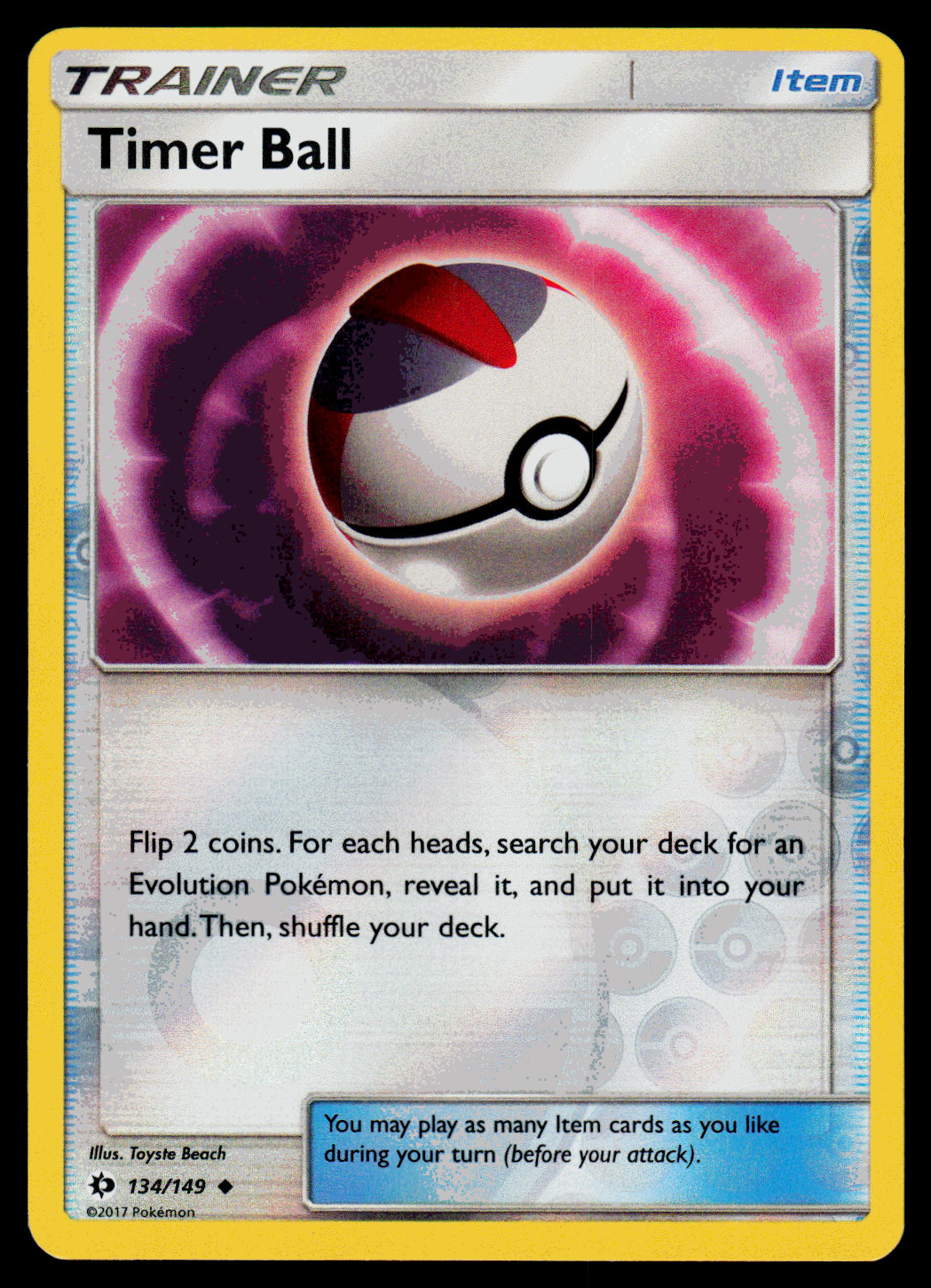 Pokemon Card - SM - Sun & Moon Timer Ball 134/149 Reverse Holo - NM