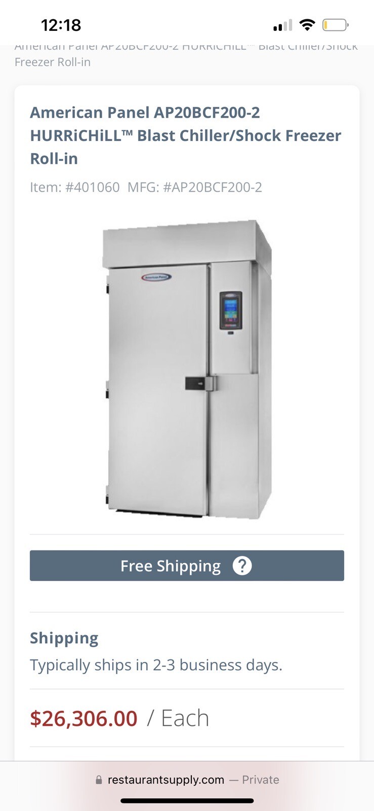 American Panel Blast Chiller eBay