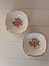 2-Syracuse China Ashtray Porcelain Made in USA 4" X4"  in Size Floral Design -