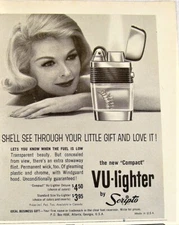 Vtg 1961 Scripto VU-Lighter See Through Lighter Advertising Illustrated Print Ad