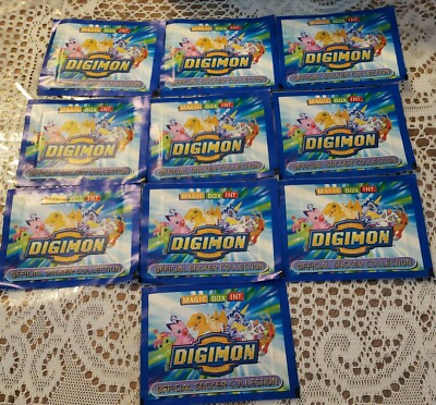 10 x Digimon Stickers Booster Pack Packs Sealed New English Magic Box Int. 2000