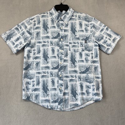 Chemise De Pêche Huk Performance Homme - Petit Bleu Imprimé Poisson - Taille S