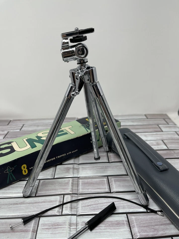 Vintage Sunset 8 Section Elevator Tripod with Case & Original Box *read - Image 2 of 4
