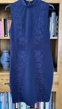 Ax Paris Navy Blue Occasion Party Pencil/Bodycon Dress Sz 12 Lace Detail