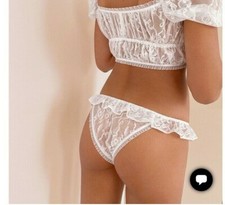 FOR LOVE  LEMONS XS White Belle Thong Cheeky Panty Victoria's Secret Bridal NWT