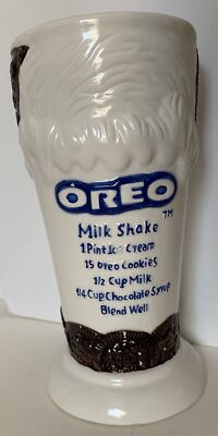 Vintage Oreo Cookie Milkshake Malt Sundae Recipe 7  Glass Ceramic Mug Cup