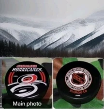 CAROLINA HURRICANES NHL VINTAGE SHADOW LOGO PUCK CLEANED MADE IN SLOVAKIA 🇸🇰